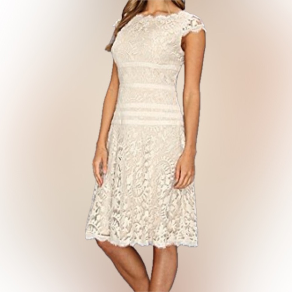 Adrianna Papell Ivory Illusion Inset Fit & Flare